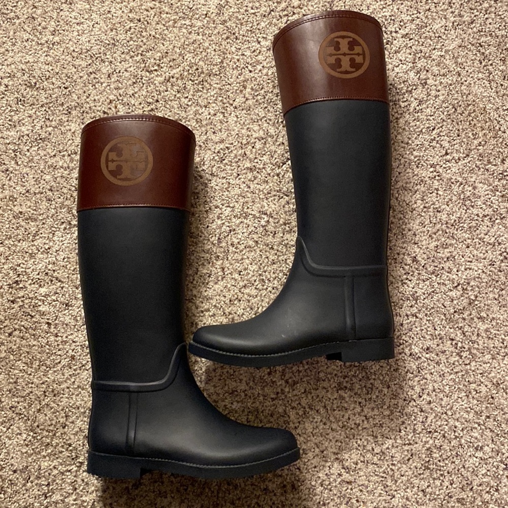 Tory Burch rubber boots.  Never worn.  Size 7.